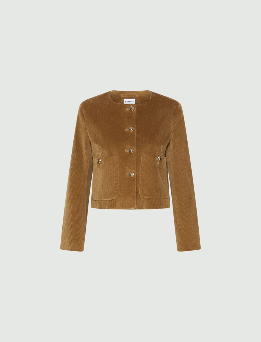 giacca squadrata in velluto - oliva