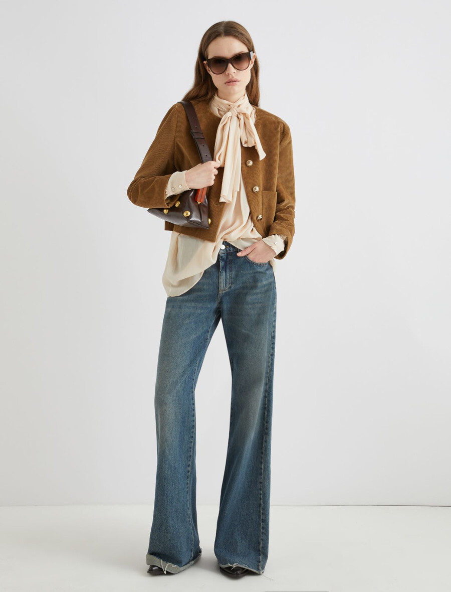 giacca squadrata in velluto - oliva