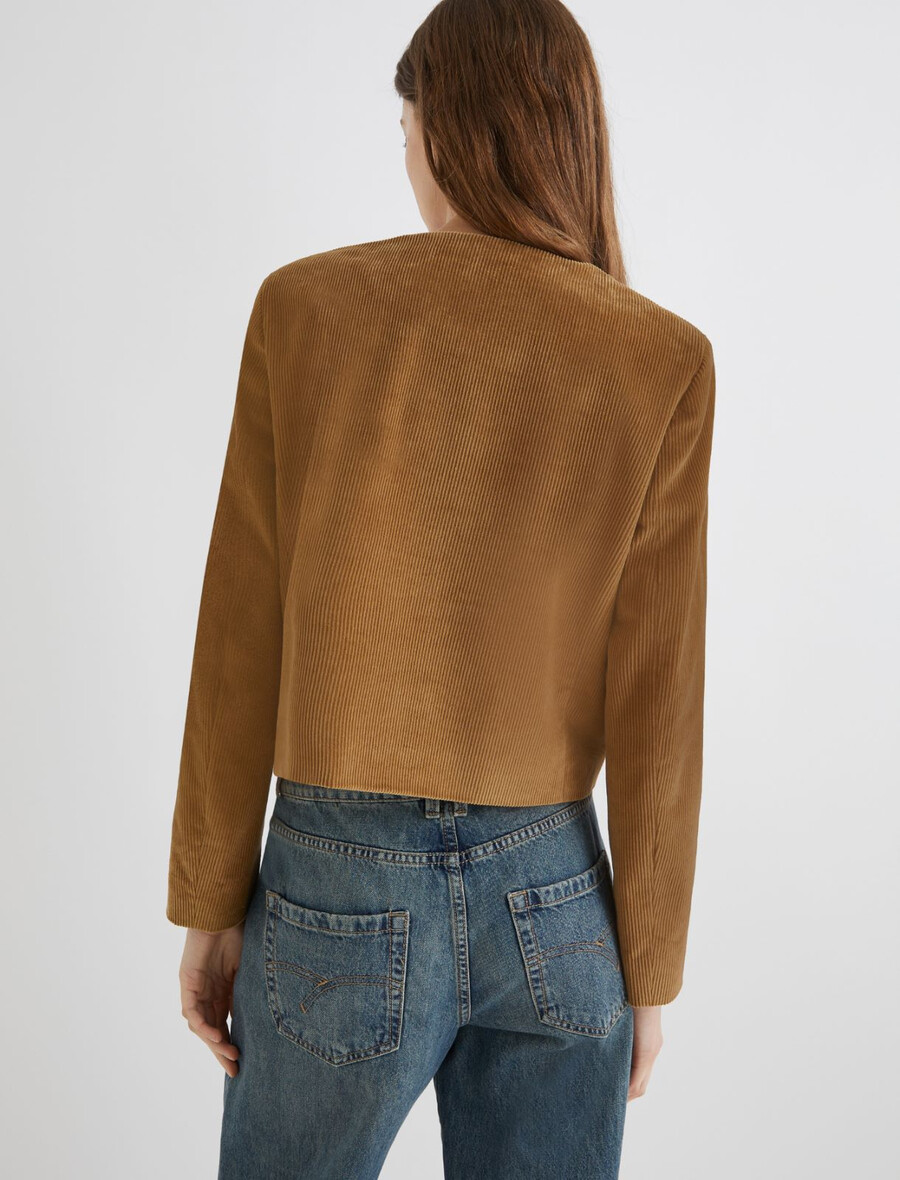 giacca squadrata in velluto - oliva