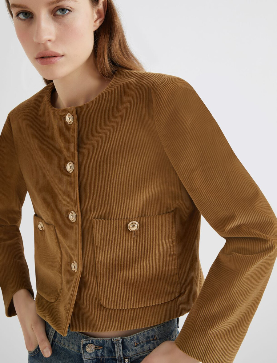 giacca squadrata in velluto - oliva