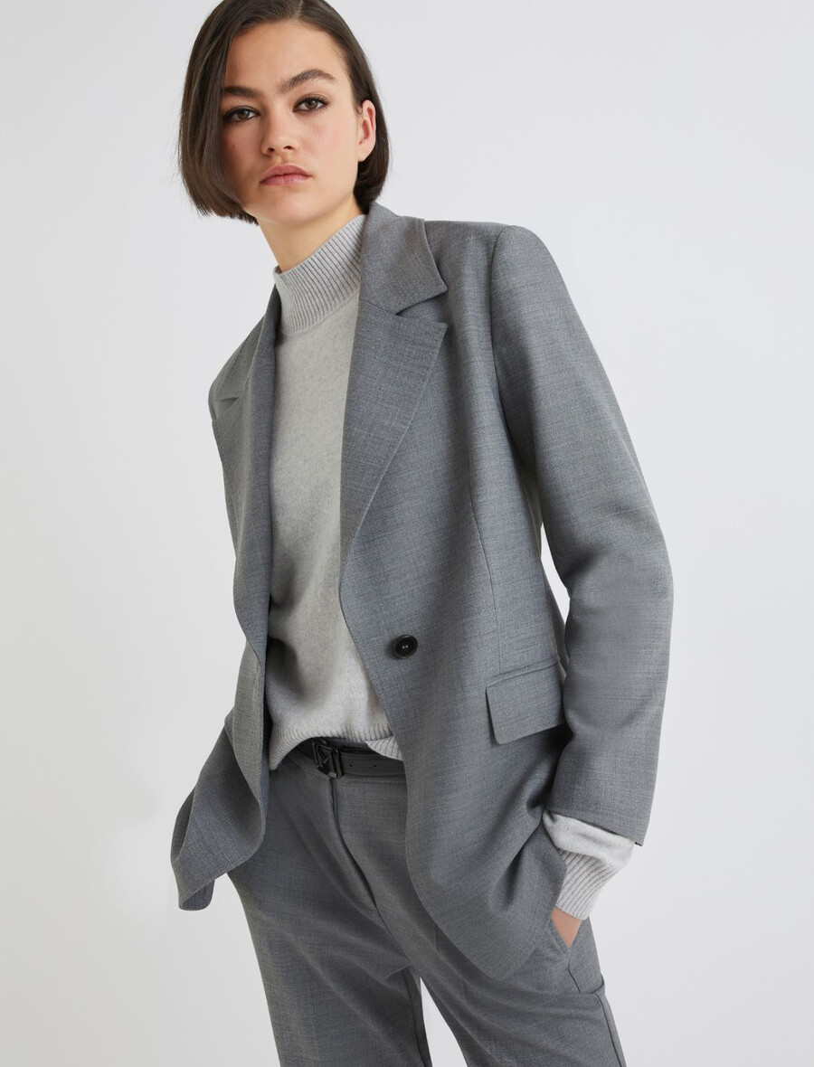 giacca con dettaglio martingala - grigio melange