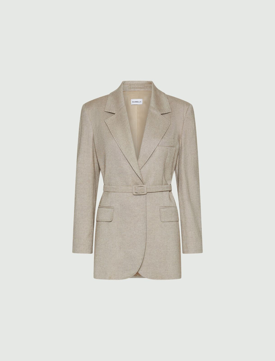 blazer con cintura - marrone nocciola