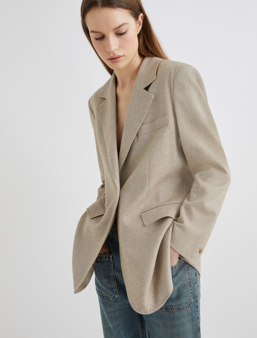 blazer con cintura - marrone nocciola