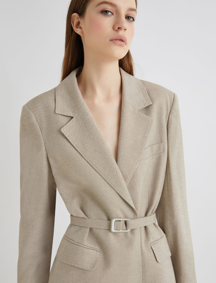 blazer con cintura - marrone nocciola