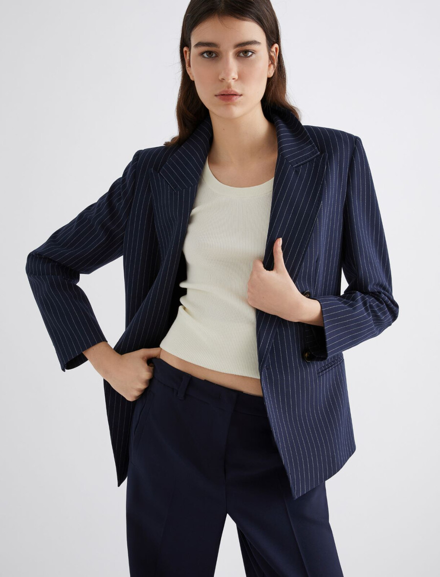 blazer in tela elasticizzata - navy