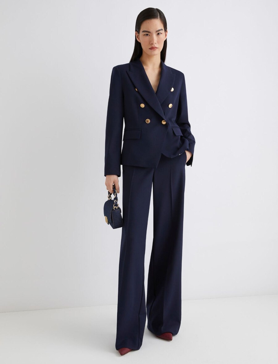 giacca slim fit in misto lana elasticizzata - navy