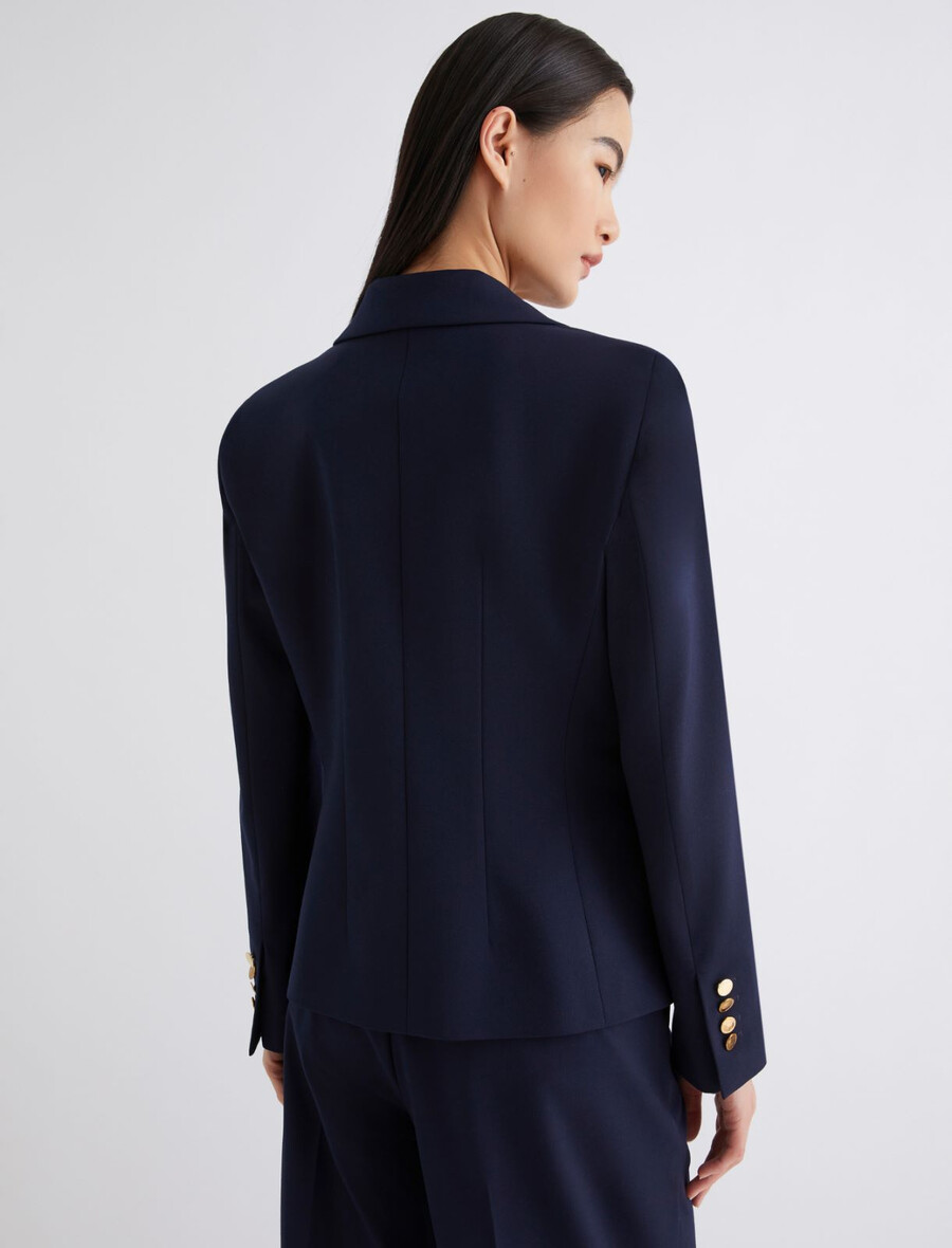 giacca slim fit in misto lana elasticizzata - navy