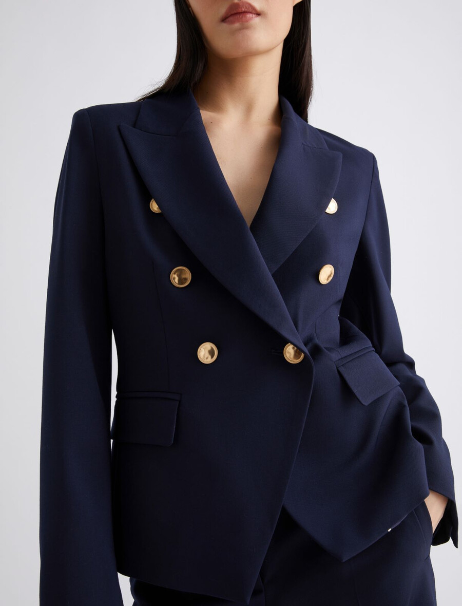 giacca slim fit in misto lana elasticizzata - navy