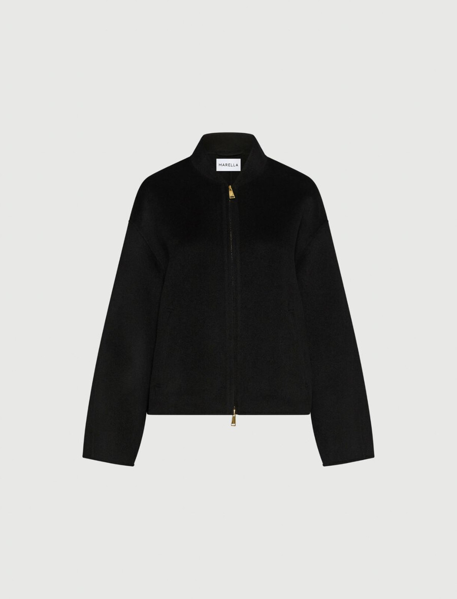 bomber in pura lana - nero