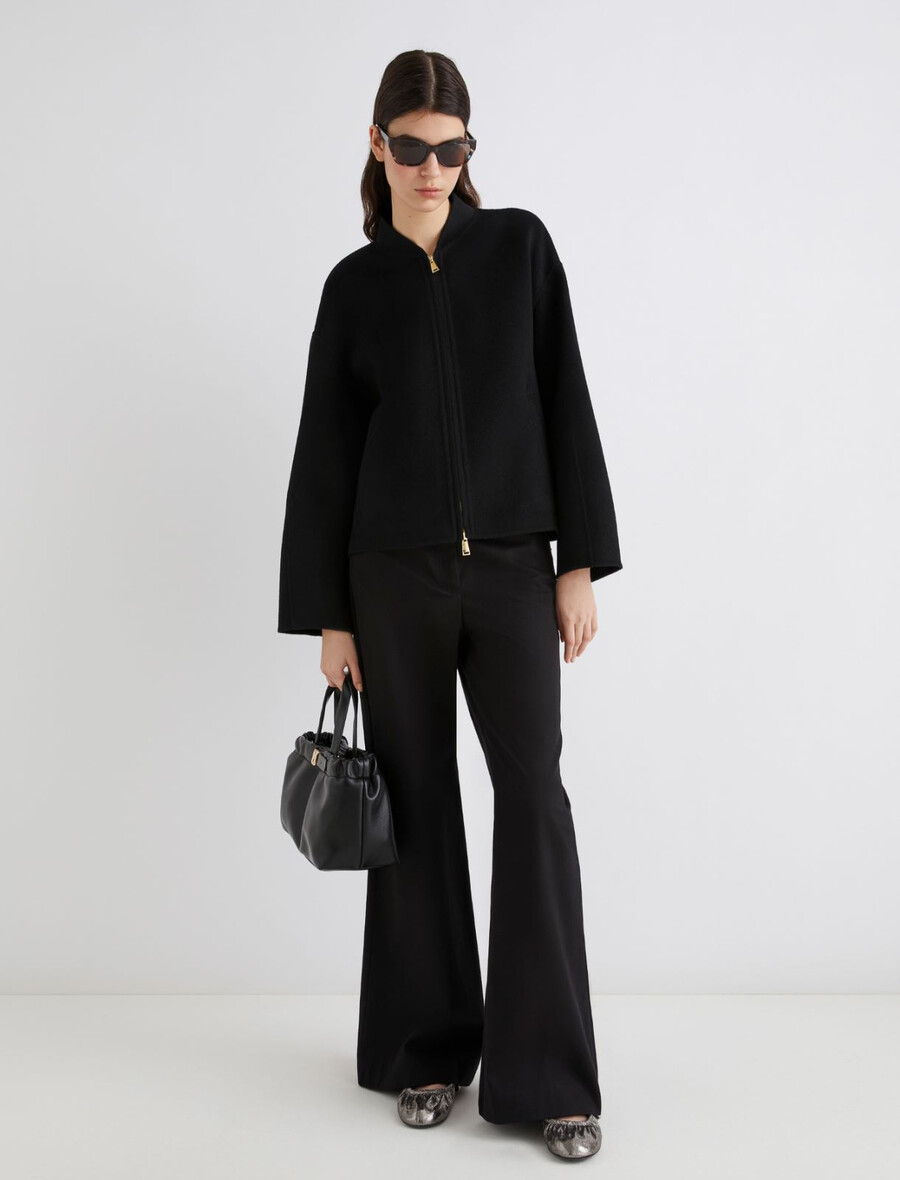 bomber in pura lana - nero