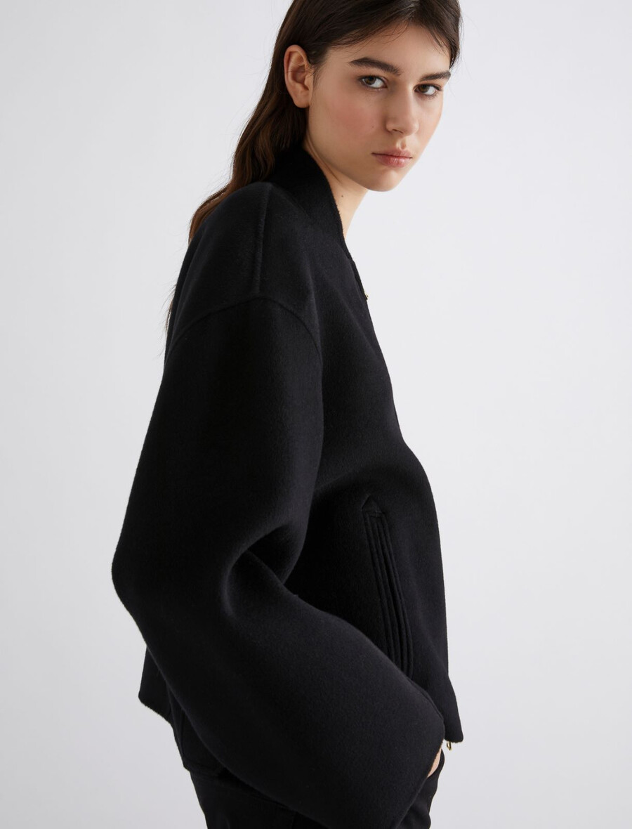 bomber in pura lana - nero