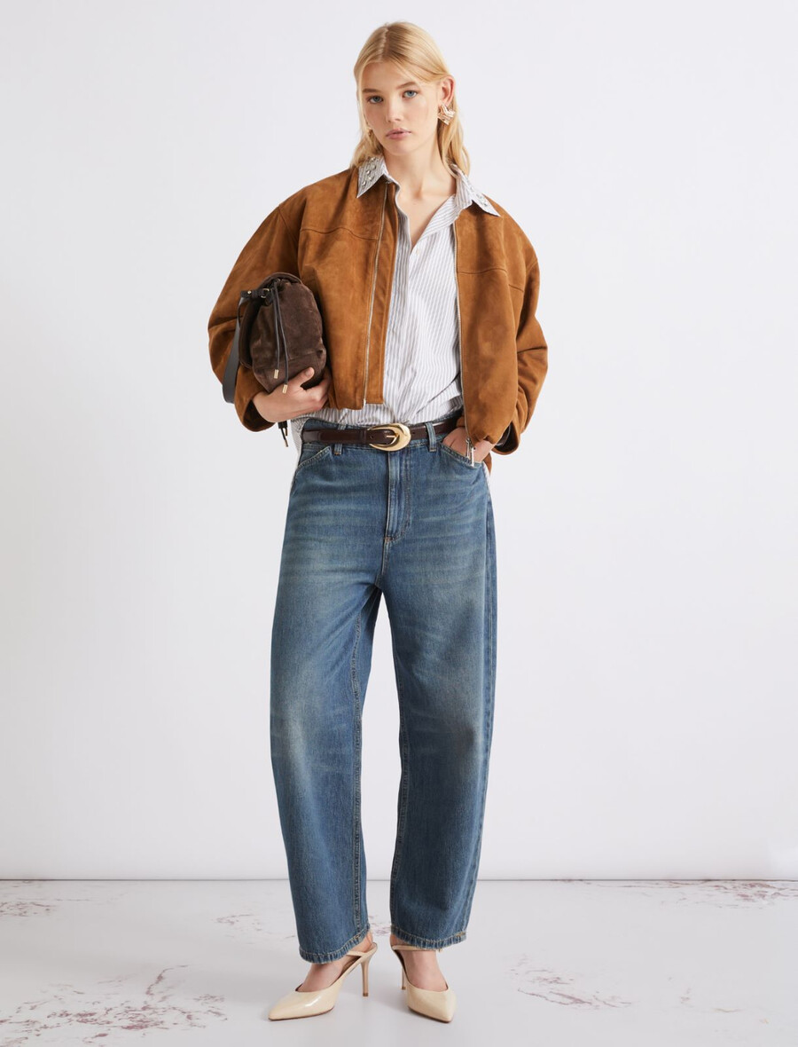 giacca in pelle scamosciata - cammello