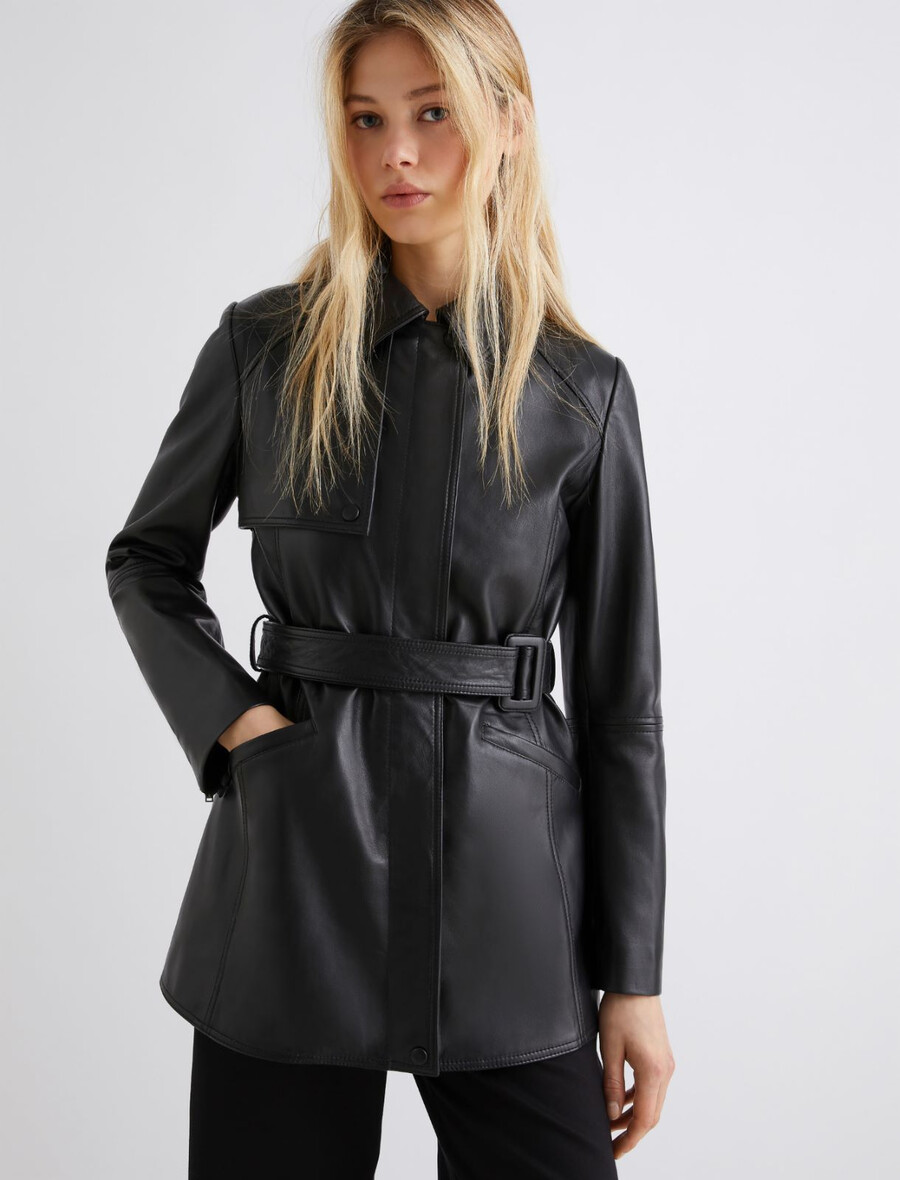 giubbotto pesante in pelle - nero