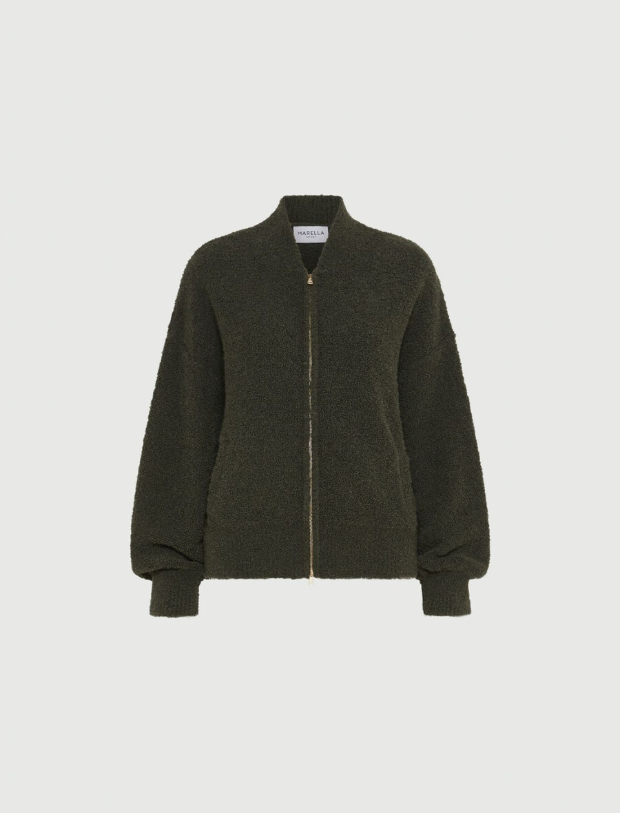 giubbotto bomber in bouclé - kaki