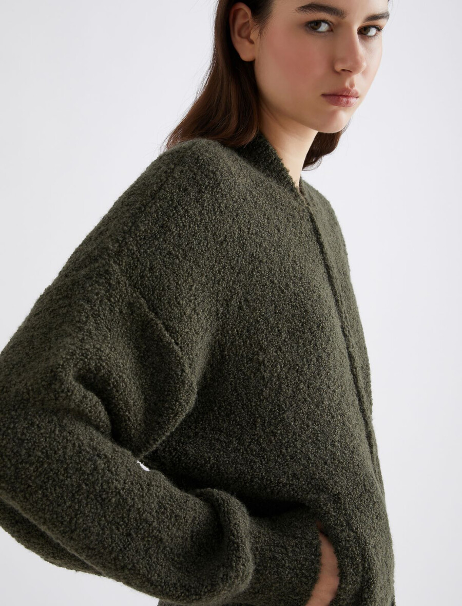 giubbotto bomber in bouclé - kaki