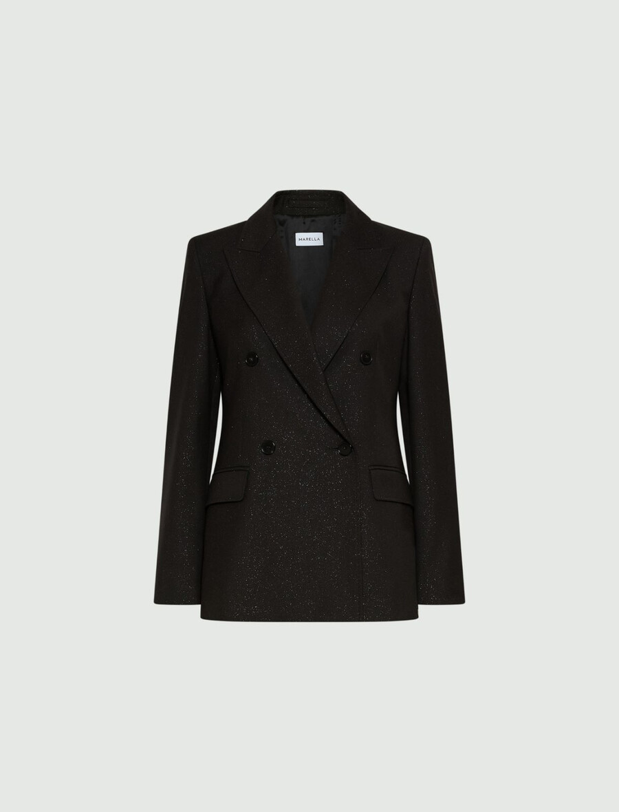 blazer doppiopetto elasticizzato - nero