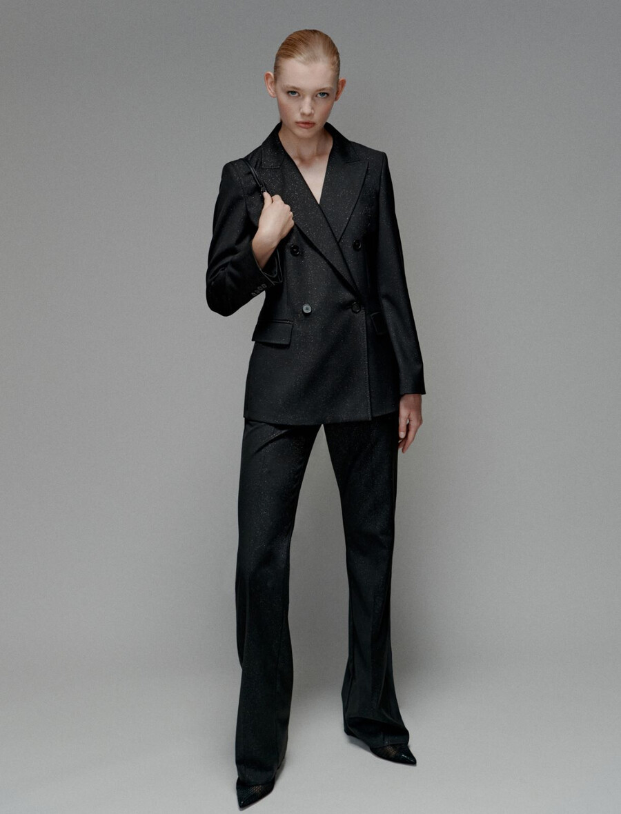 blazer doppiopetto elasticizzato - nero