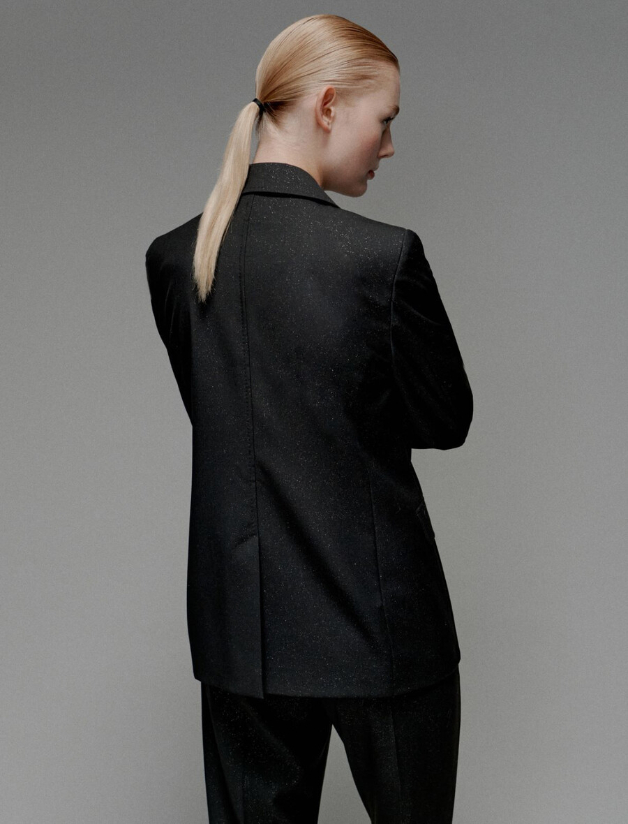 blazer doppiopetto elasticizzato - nero