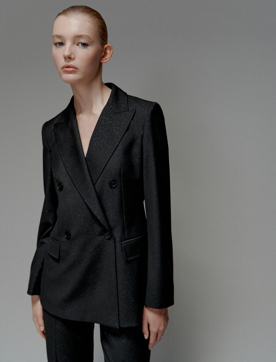 blazer doppiopetto elasticizzato - nero