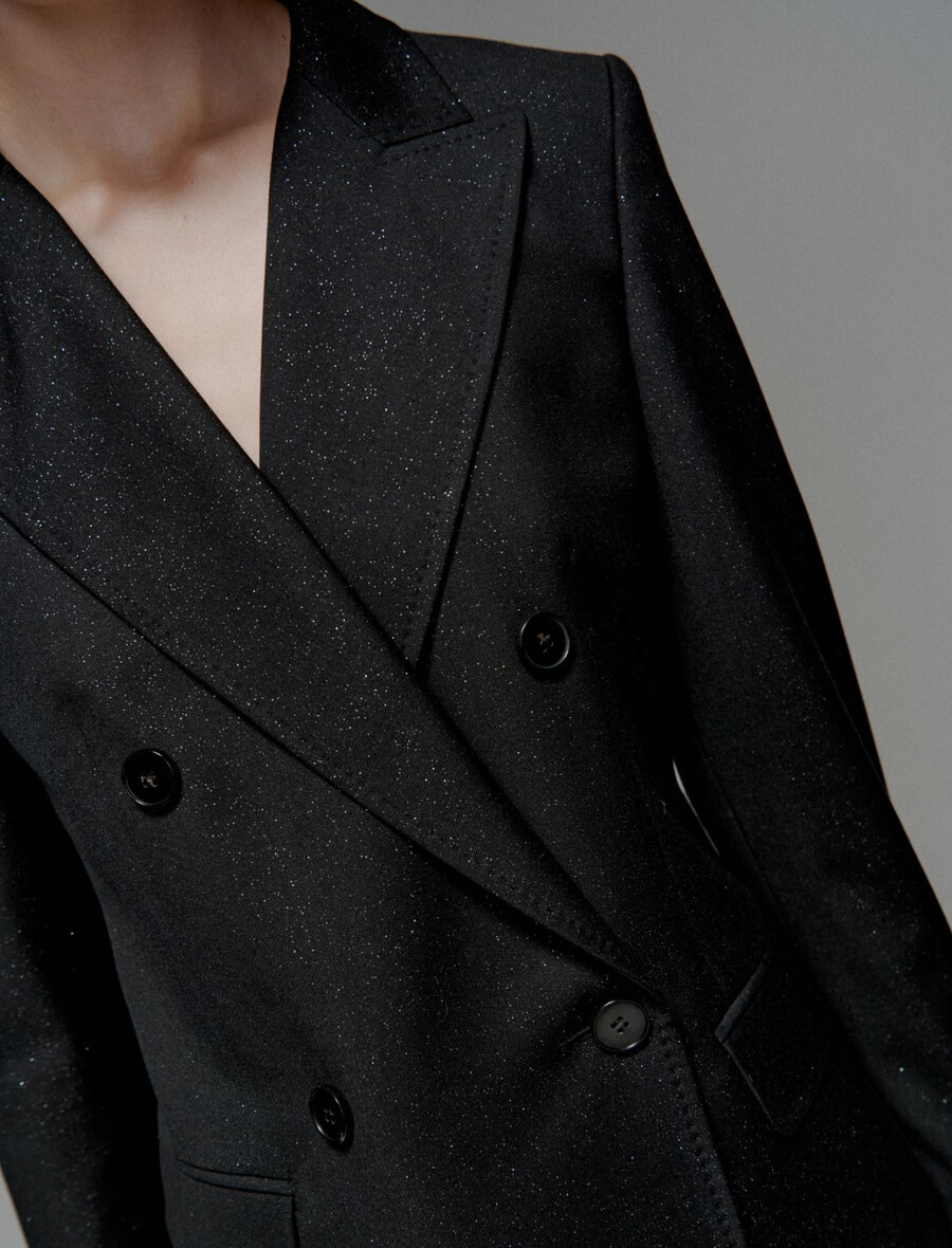 blazer doppiopetto elasticizzato - nero