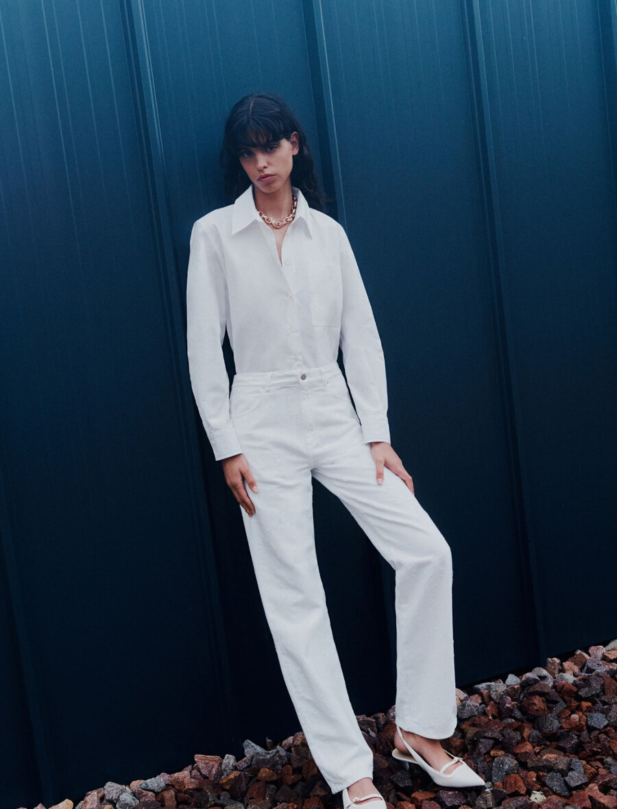 jeans in denim dritto - bianco