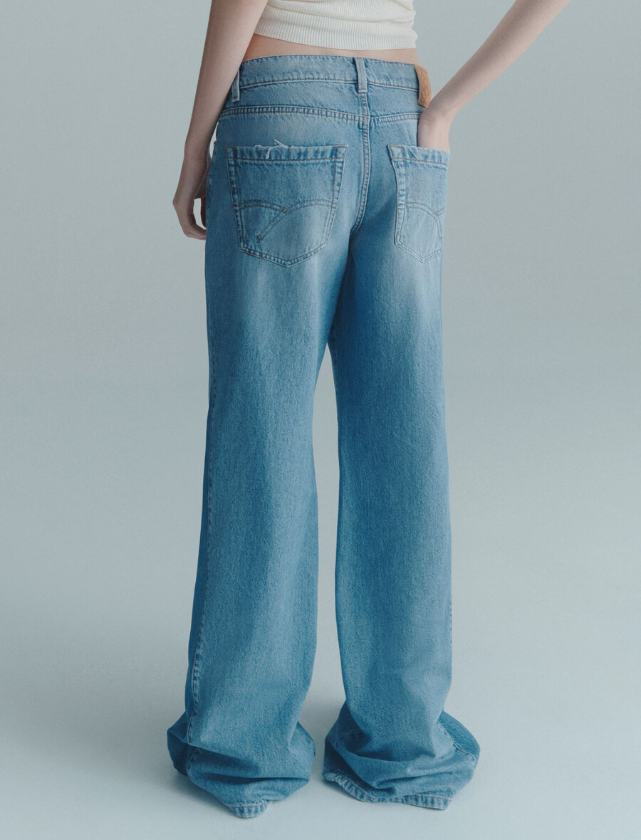 jeans a gamba larga e vita bassa - azzurro chiaro