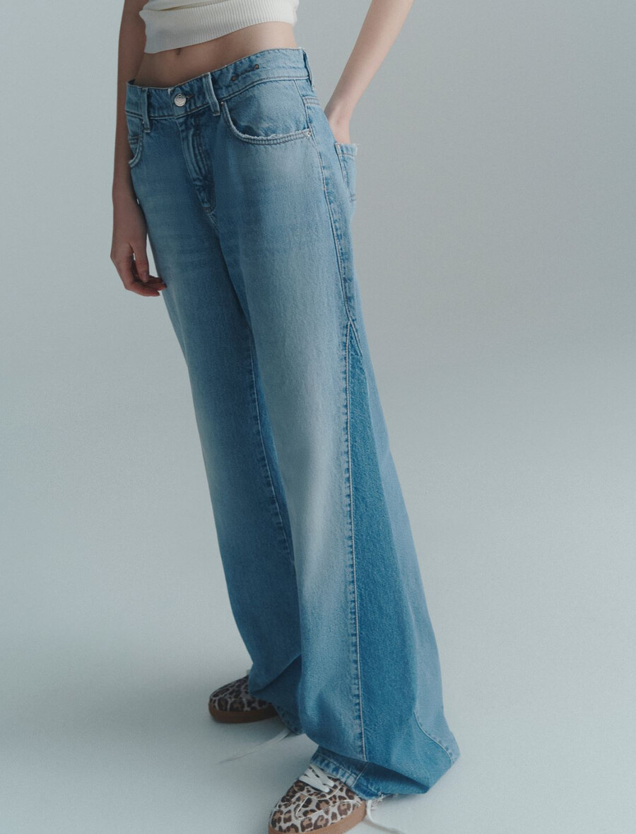 jeans a gamba larga e vita bassa - azzurro chiaro