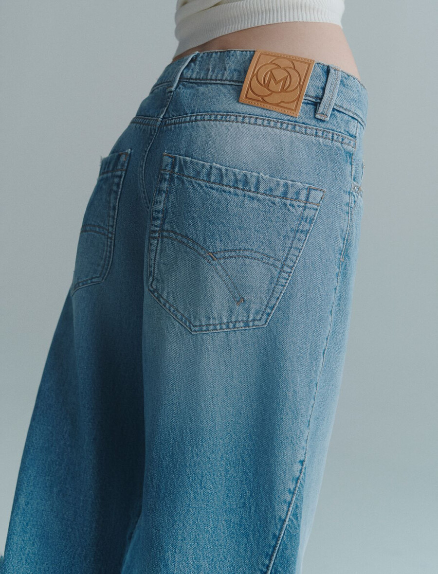 jeans a gamba larga e vita bassa - azzurro chiaro