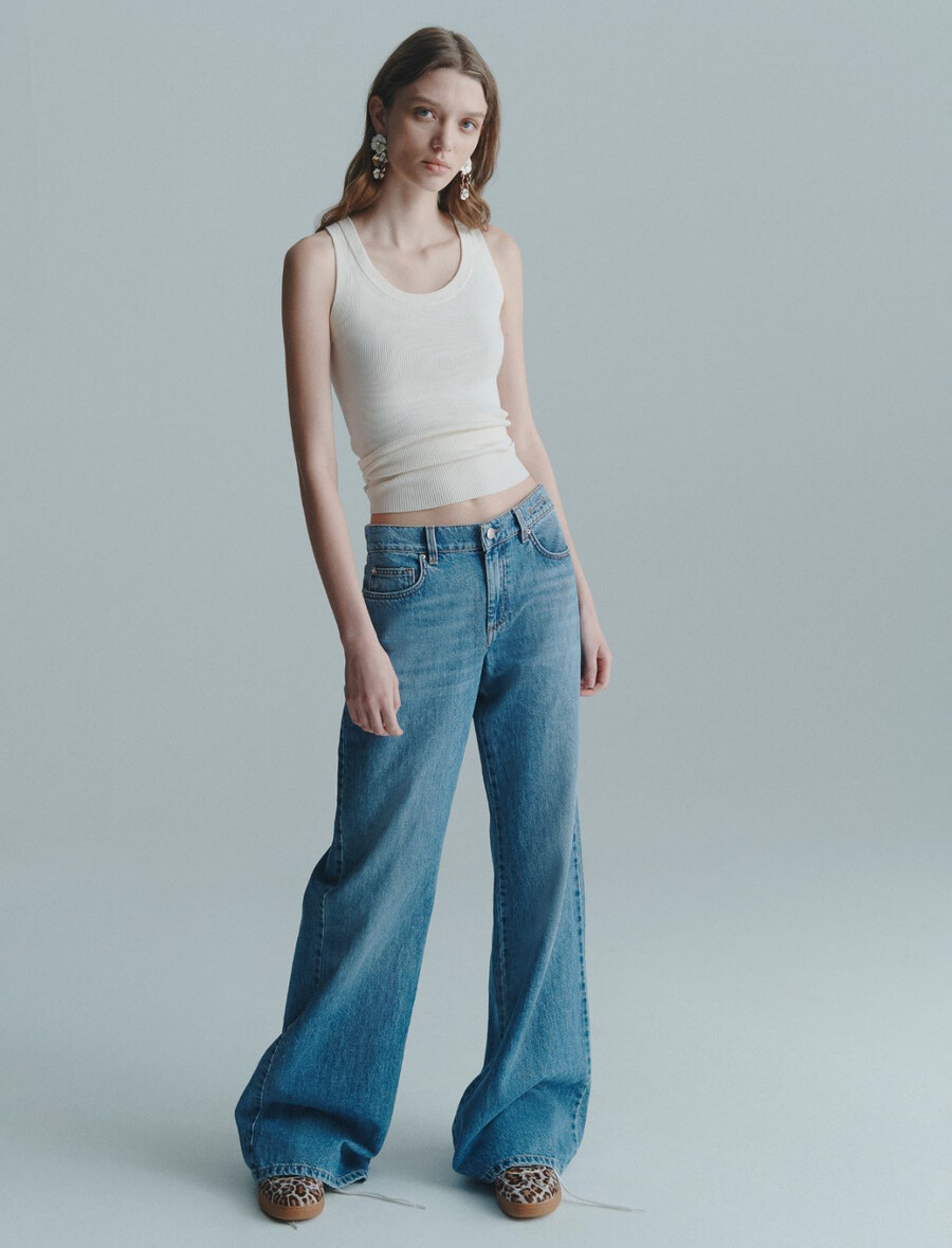 jeans a gamba larga e vita bassa - delave` blue