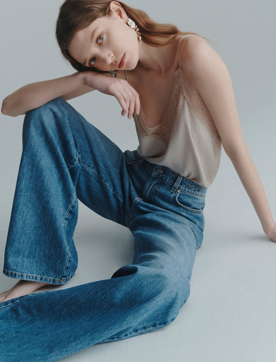 jeans a gamba larga e vita bassa - delave` blue