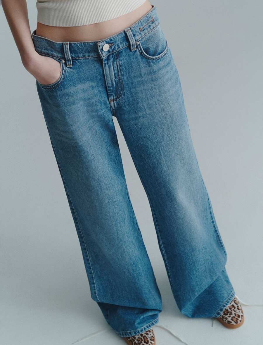 jeans a gamba larga e vita bassa - delave` blue