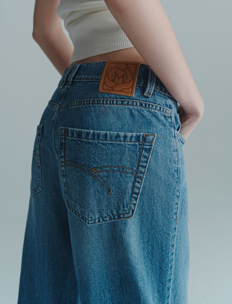 jeans a gamba larga e vita bassa - delave` blue