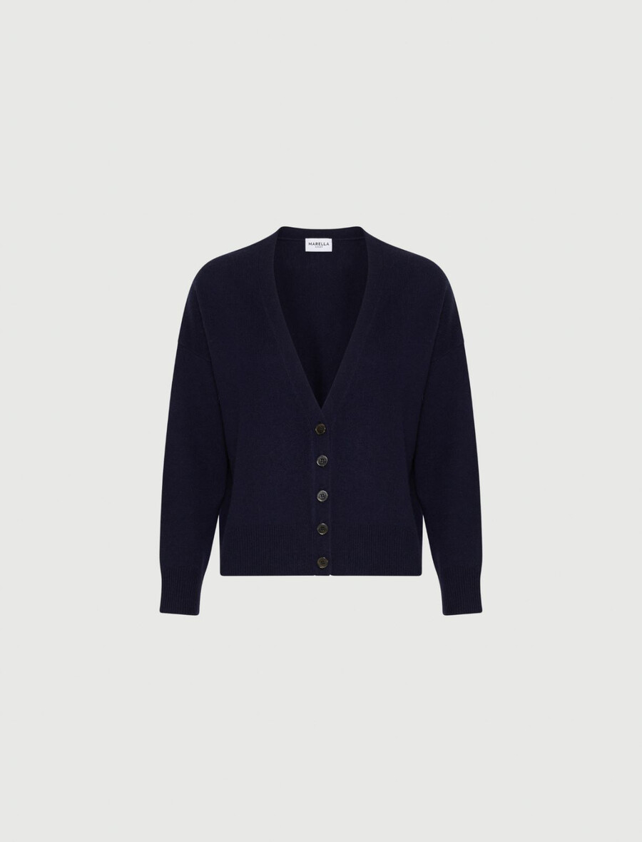 cardigan in lana e cashmere - navy
