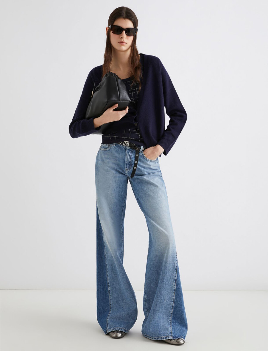 cardigan in lana e cashmere - navy