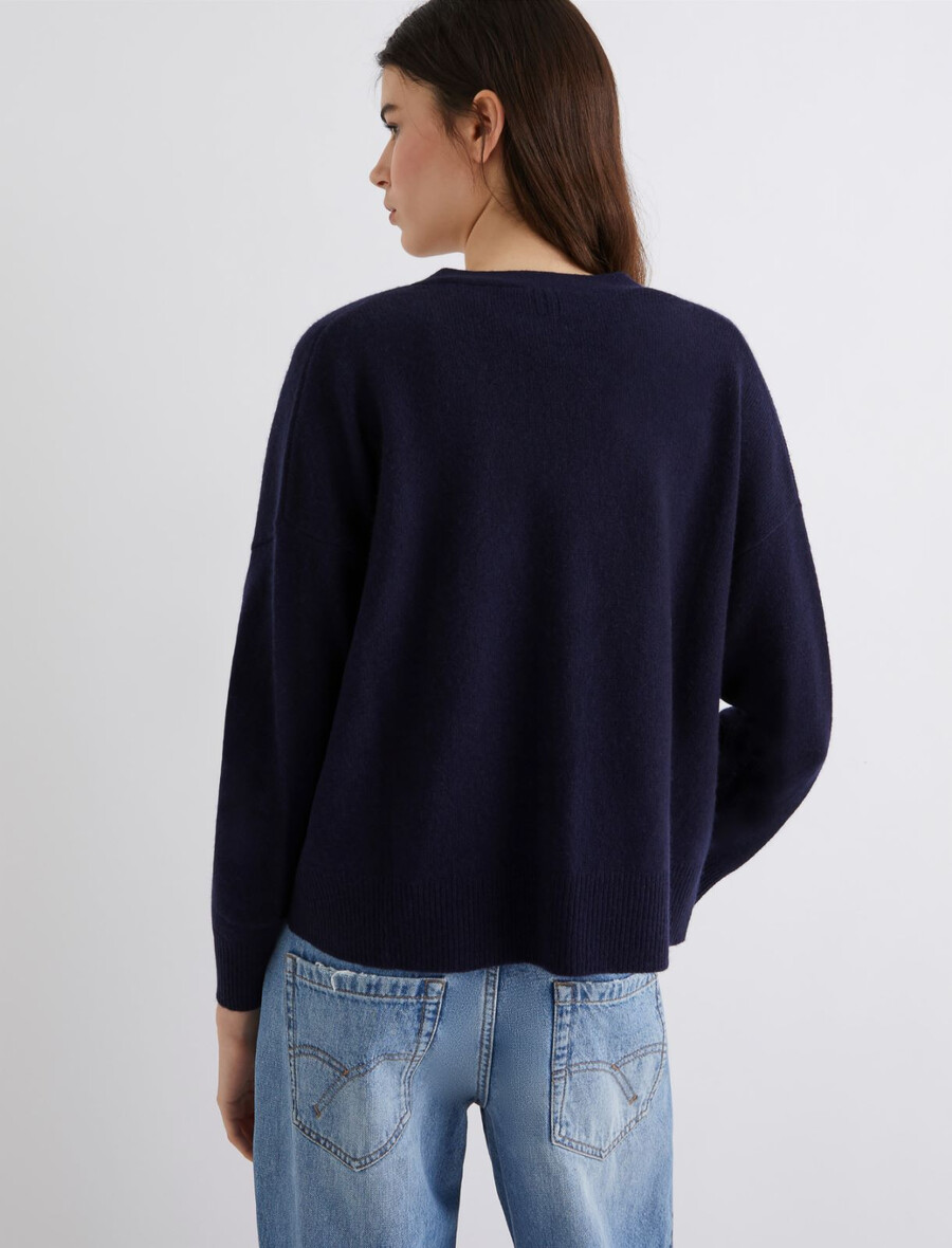 cardigan in lana e cashmere - navy
