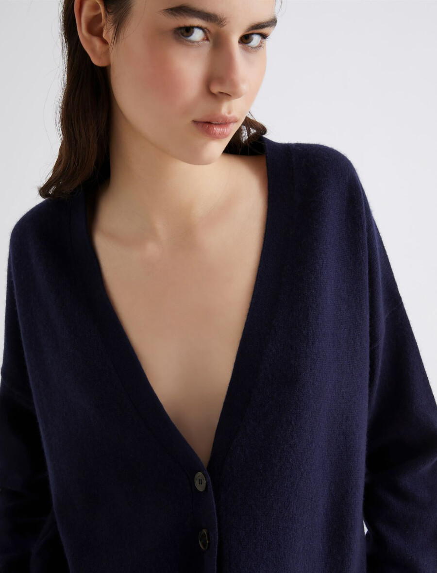 cardigan in lana e cashmere - navy