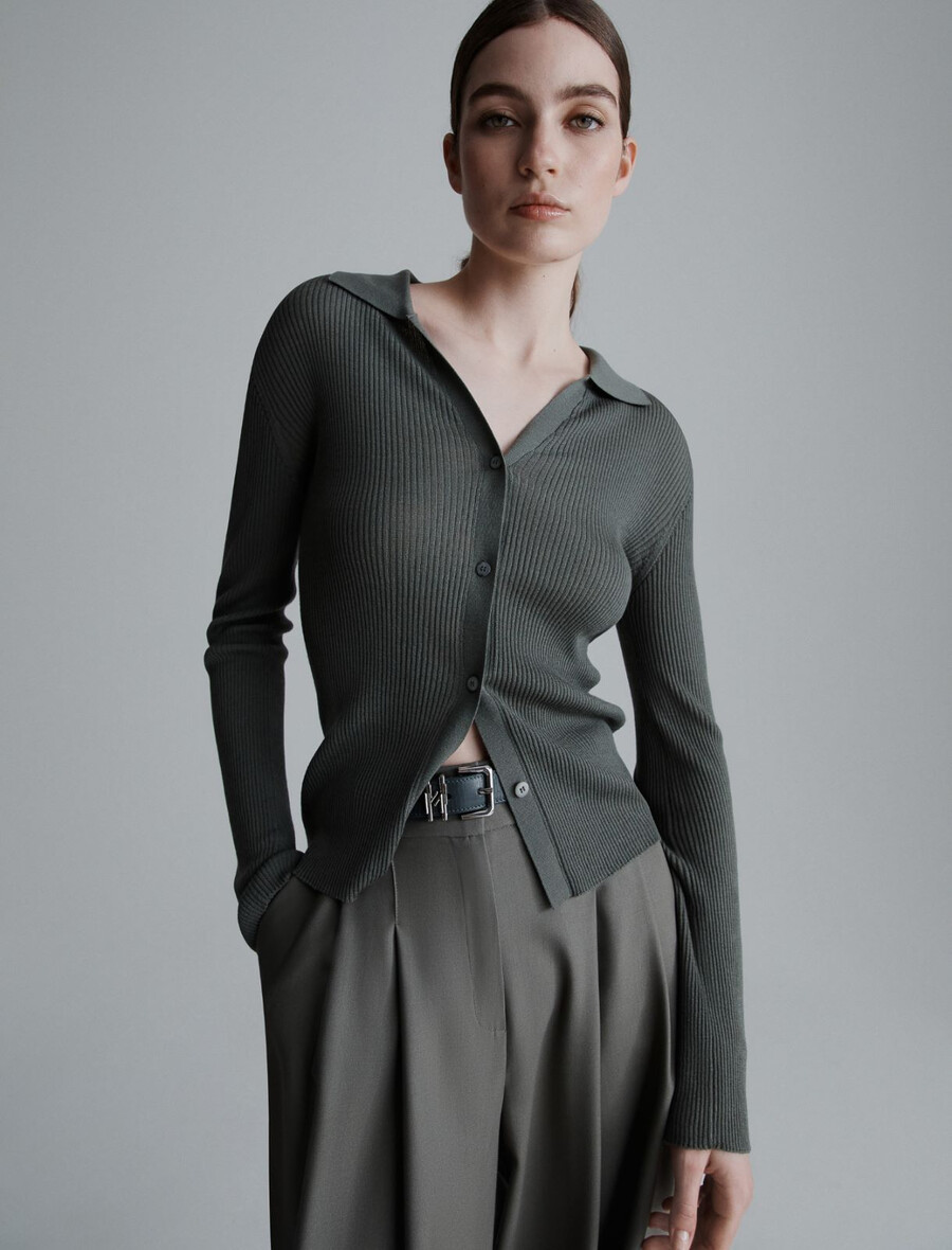 cardigan in lana ultraleggero - olive