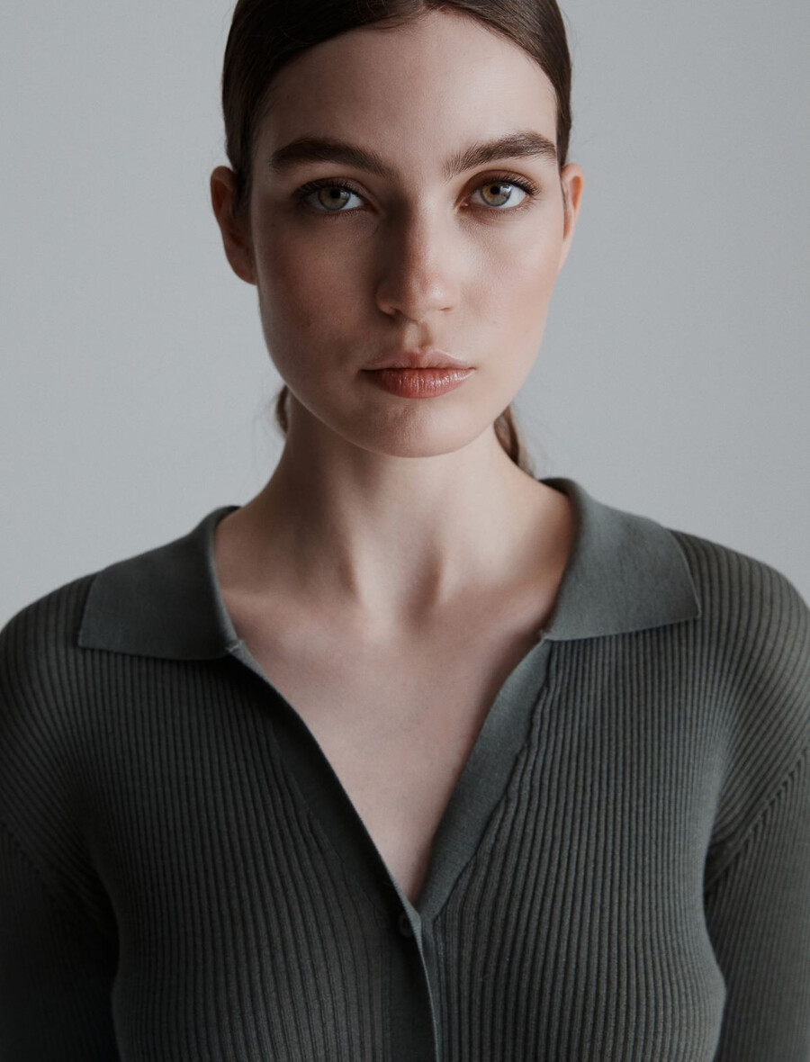 cardigan in lana ultraleggero - olive