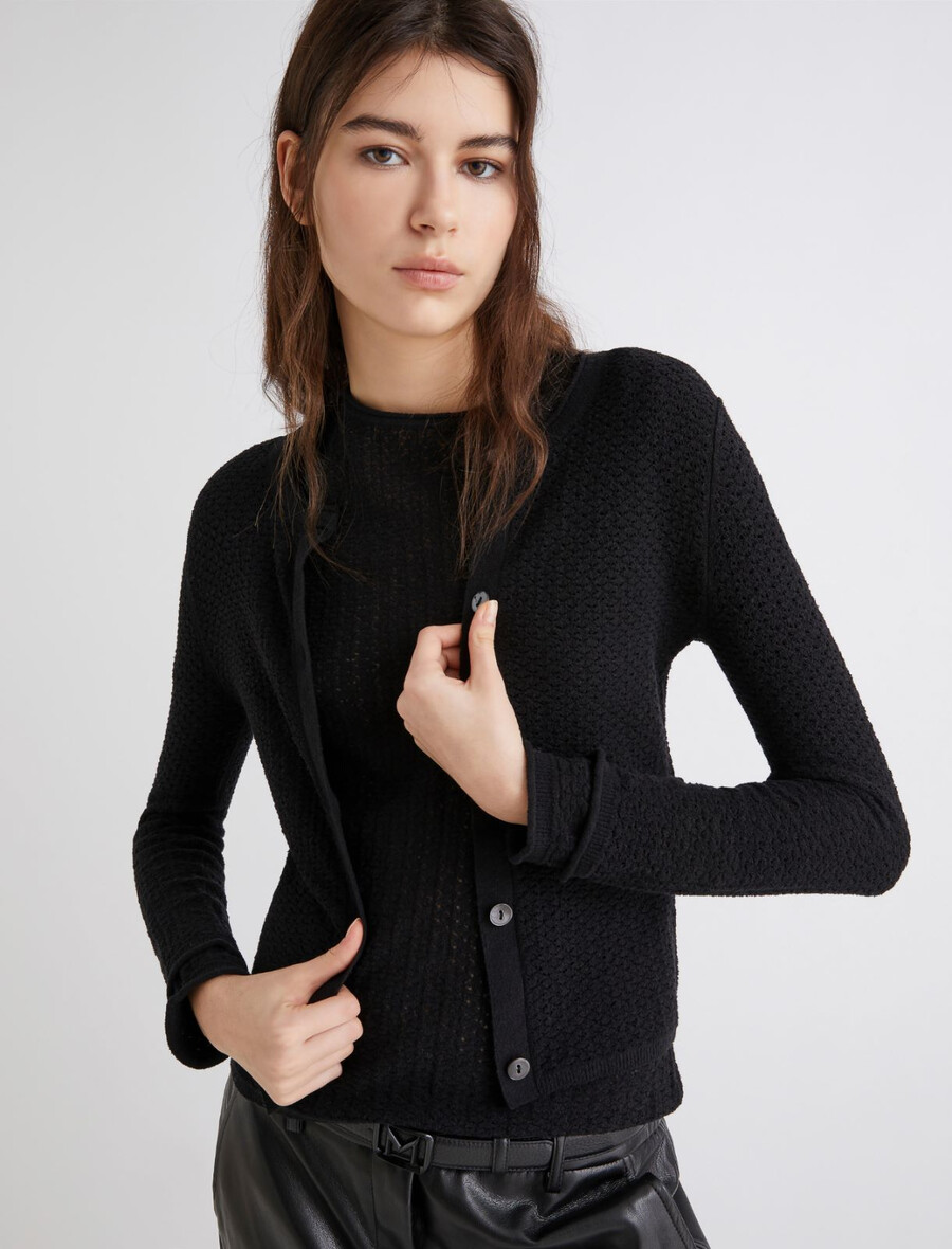 mini cardigan in cotone - nero