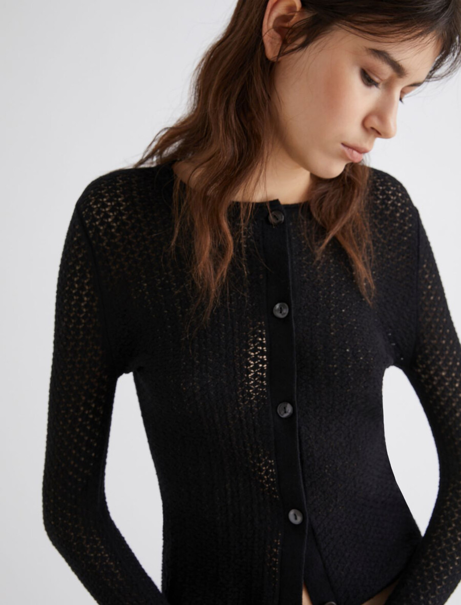 mini cardigan in cotone - nero