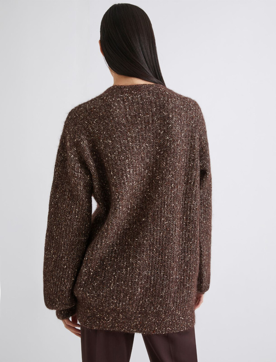 cardigan in mohair e alpaca - marrone