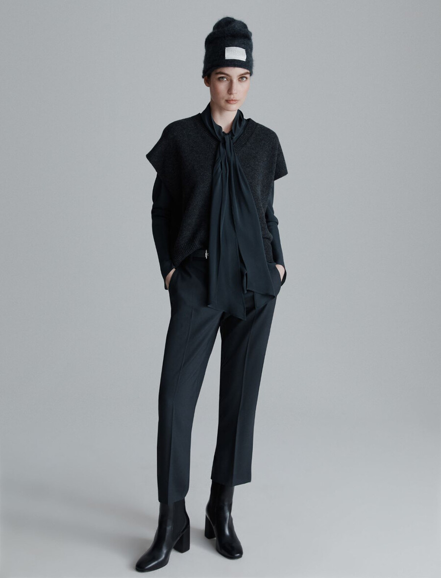 gilet oversize in lana - grigio scuro