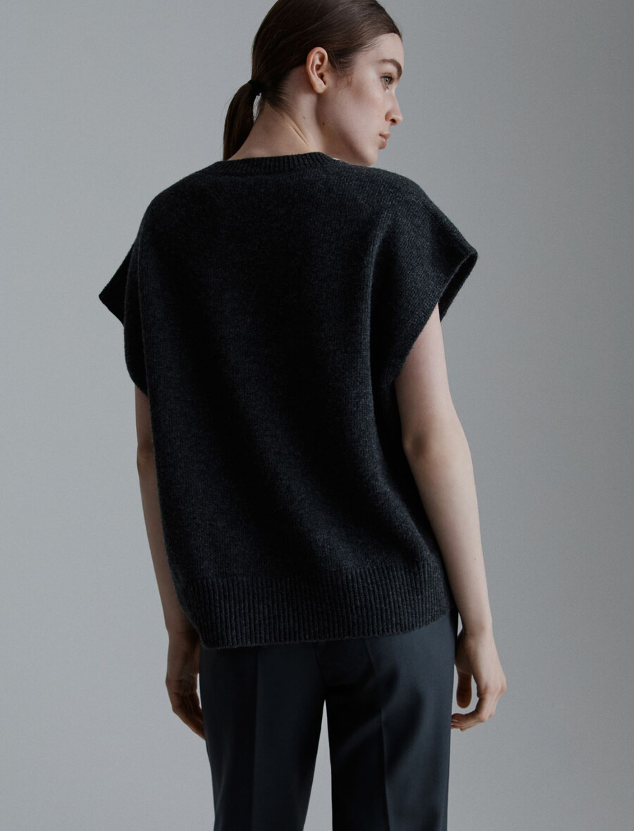 gilet oversize in lana - grigio scuro