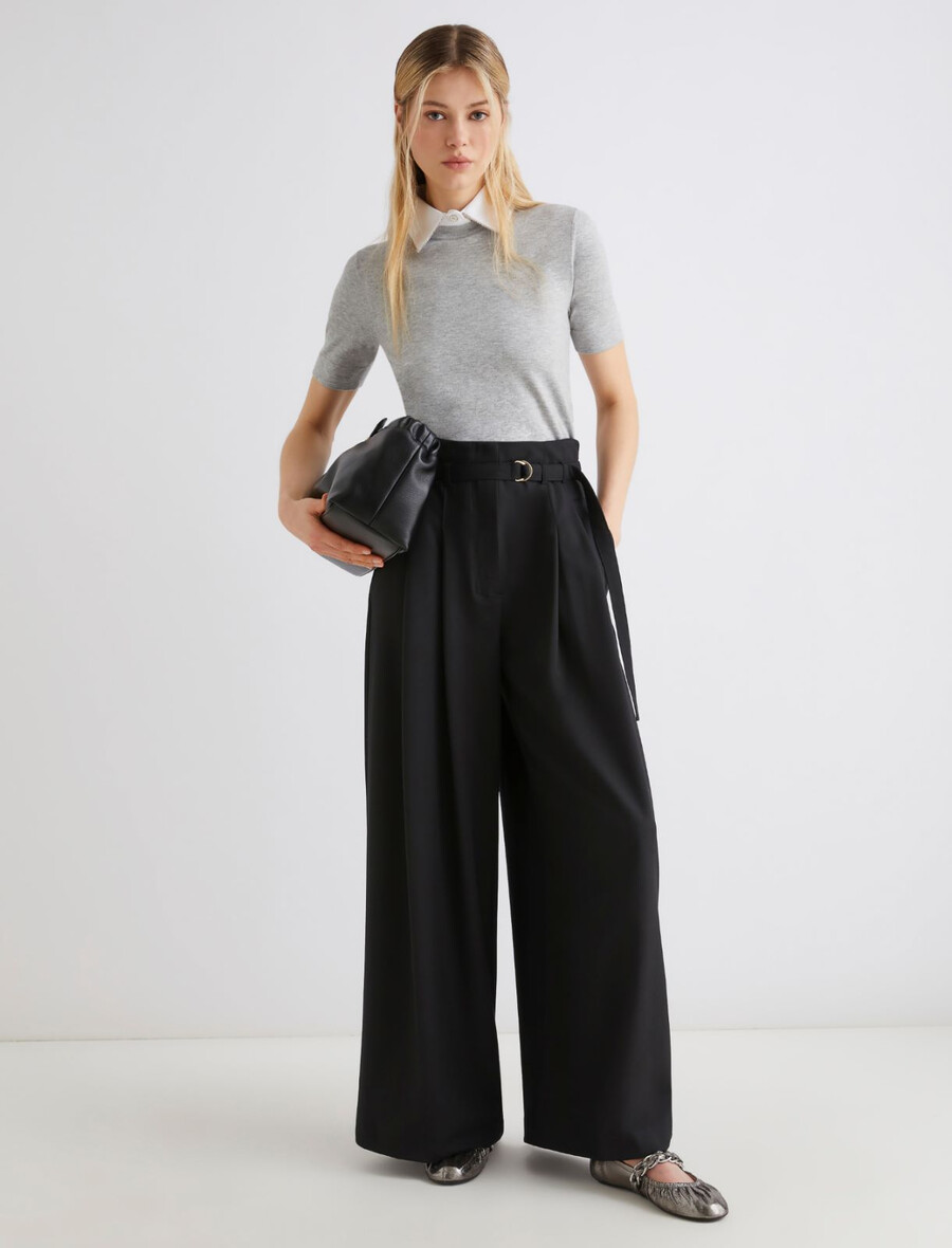 t-shirt con colletto rimovibile e dettaglio in cristallo - grigio