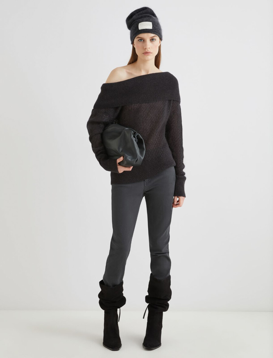 maglione con collo a cappuccio - grigio scuro