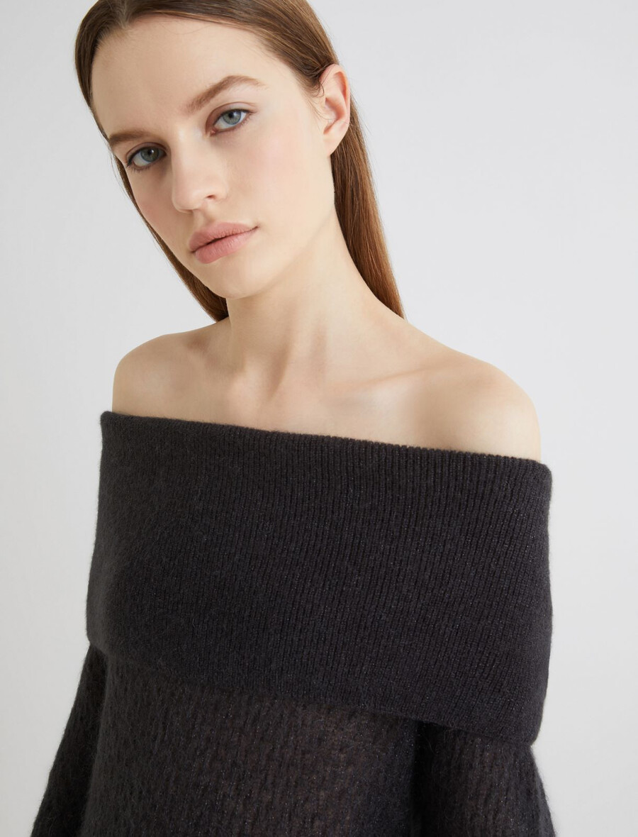 maglione con collo a cappuccio - grigio scuro