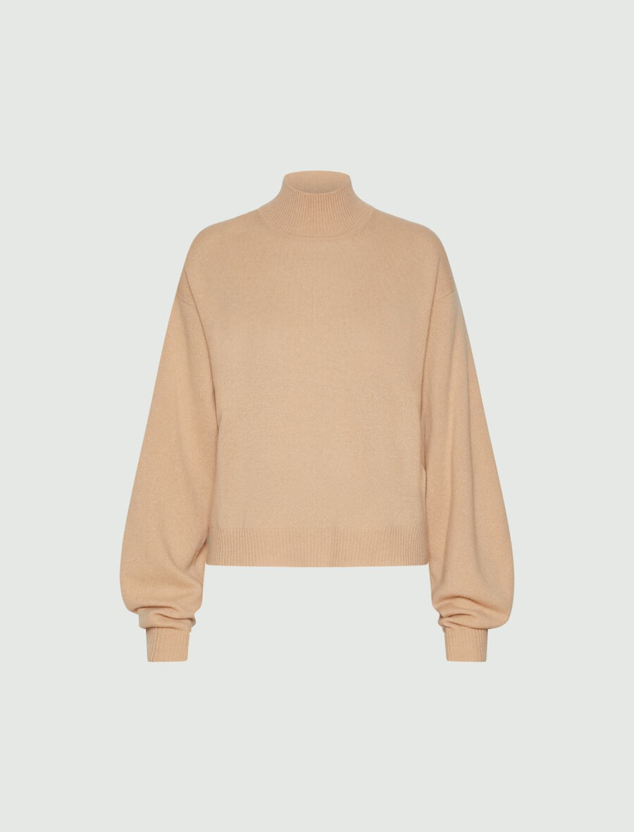 maglione a collo alto in cashmere - powder
