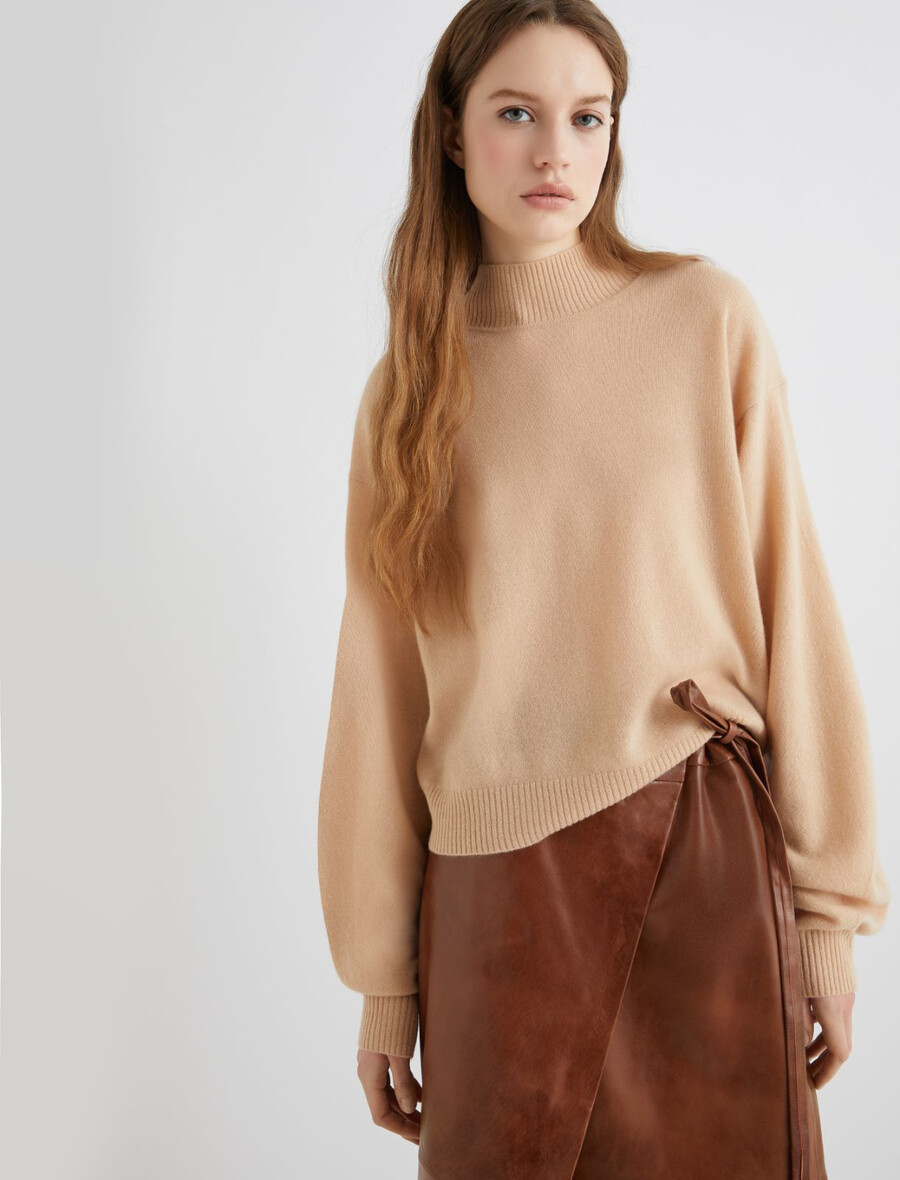 maglione a collo alto in cashmere - powder