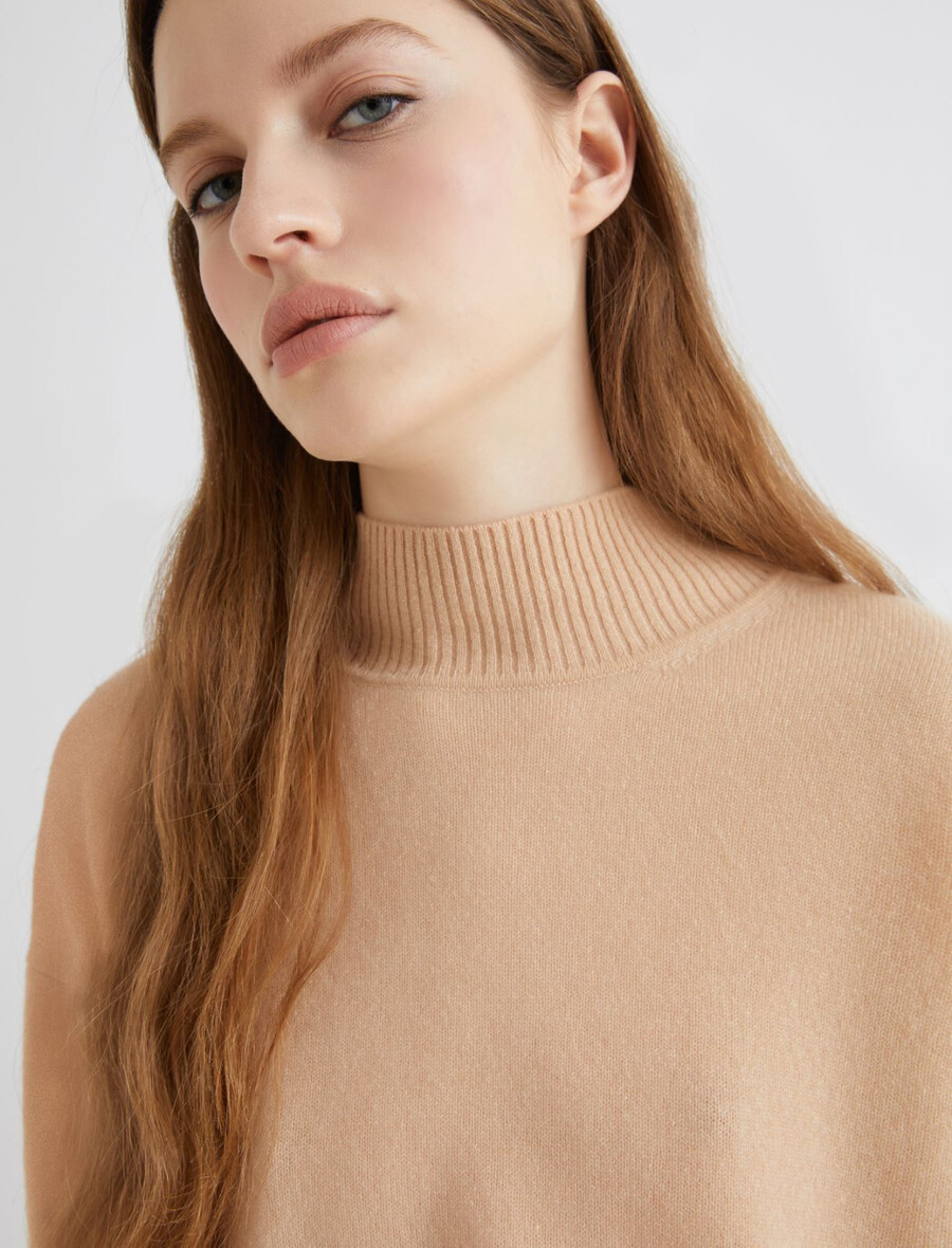 maglione a collo alto in cashmere - powder