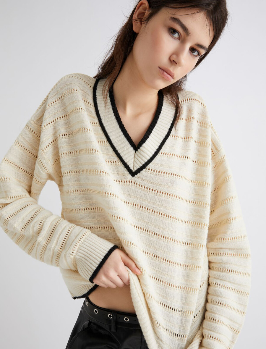 maglione in lana e cotone - bianco